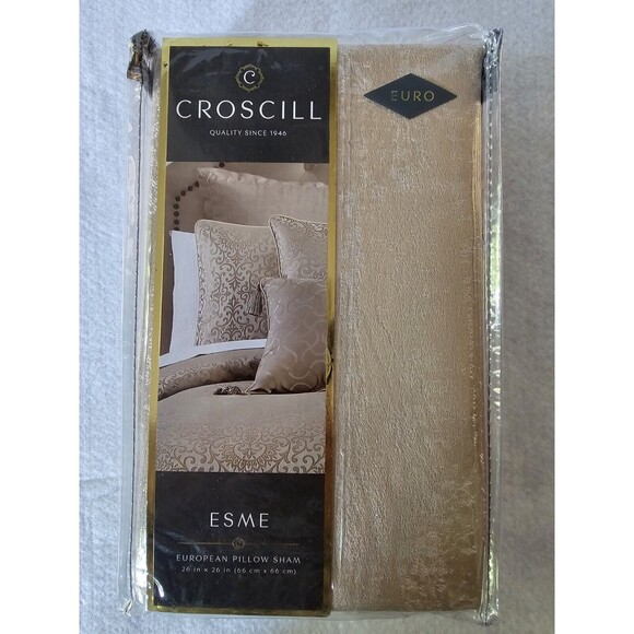 CROSCILL European Pillow Sham ESME Beige 26 x 26 NEW - Picture 1 of 10